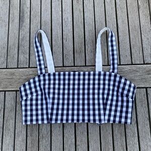Wayf Navy and White Gingham Top Size Small